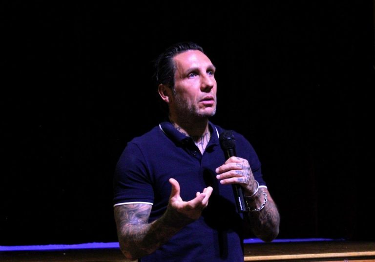 Brandon Novak speaking at the 2026 Salem County Opioid Summit