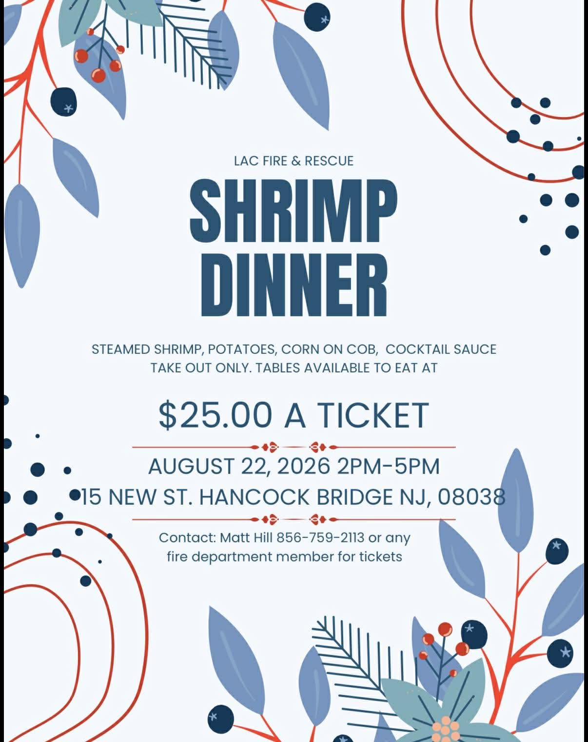 LAC Shrimp Dinner August 22, 2026