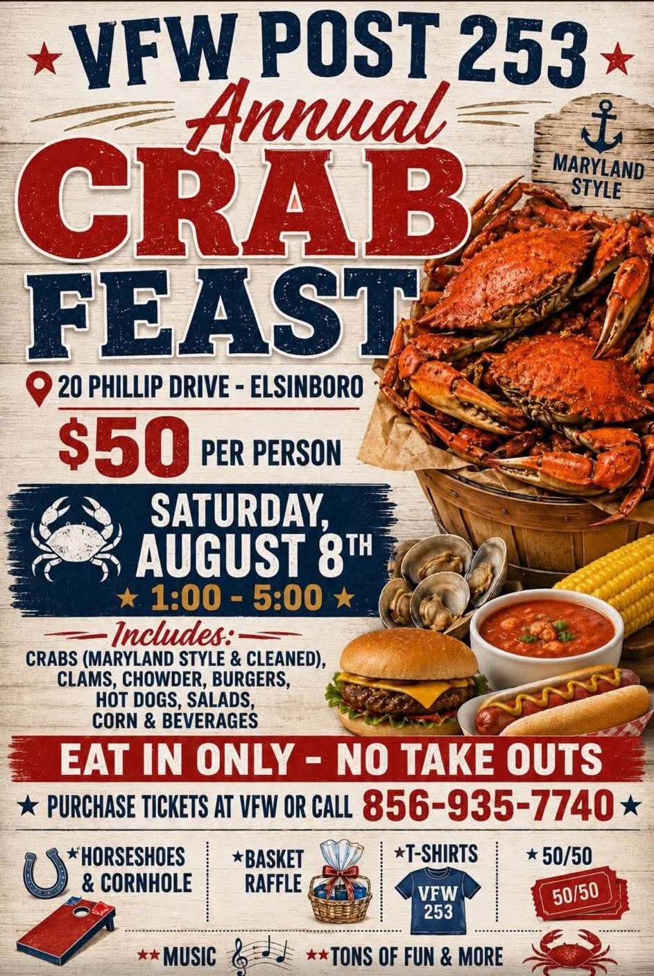 VFW Post 253 Crab Feast in Elsinboro Twp.