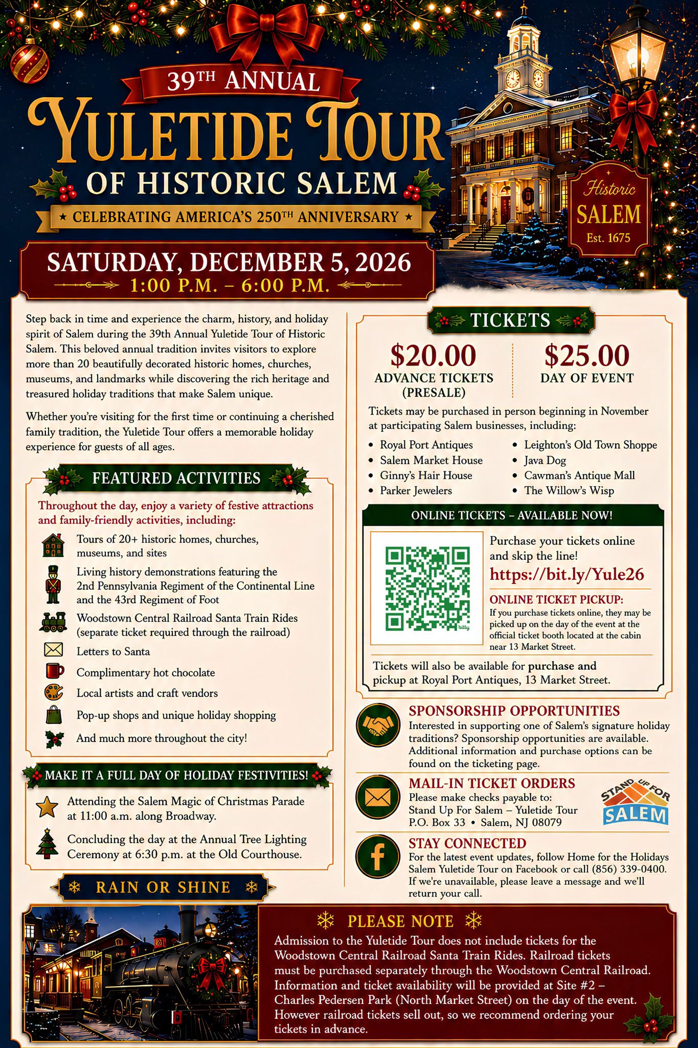 2026 Salem Yuletide Tour Information