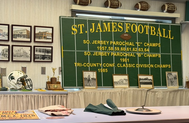 The former St. James High School football team will be prominently displayed in the exhibit. (Below) A program and poster from the archives.