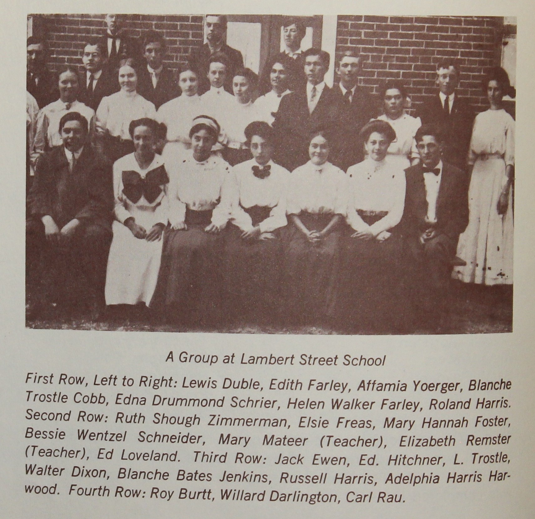 Lambert Street School Students and Ms. Remster to the far right. (Photo from Alloway Remembers)